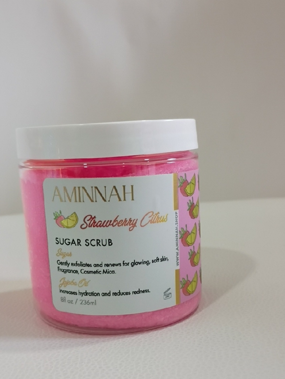 Aminnah Strawberry Citrus Sugar Scrub - Pink